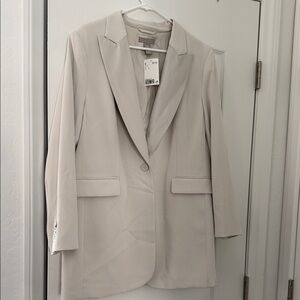 Elegant Satin Lined Cream Women's Blazer